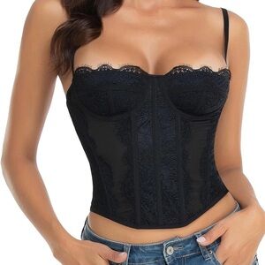 NWOT Black Lace Corset Top